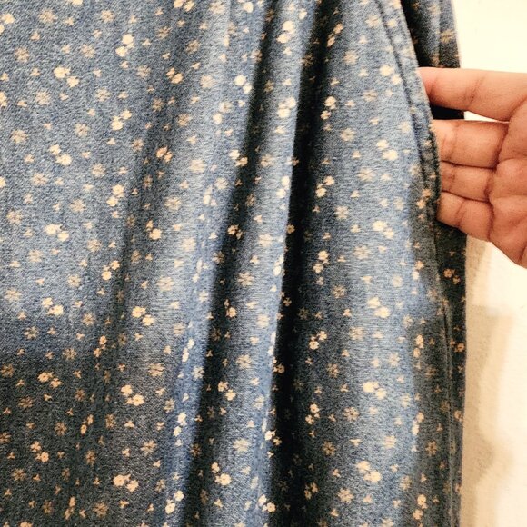 Vtg AMI Women Denim/Jean Midi Fit Flare Floral Skirt Sz10 Y2K Retro Look Western - Picture 9 of 14